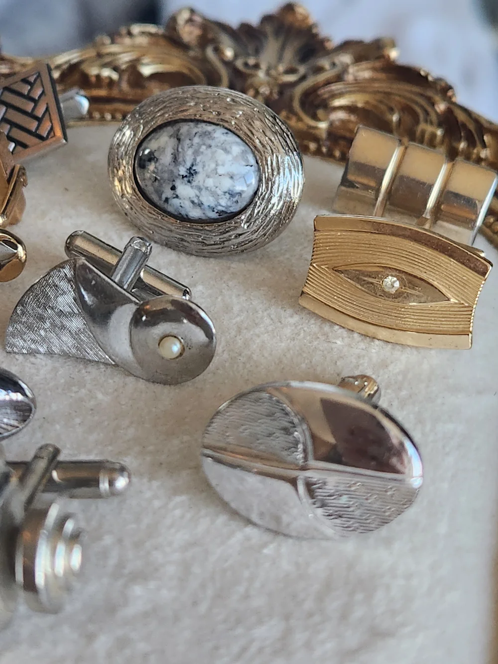 Estate Lot 9 VTG Single Art Deco Cuff Links MCM Craft Repair
